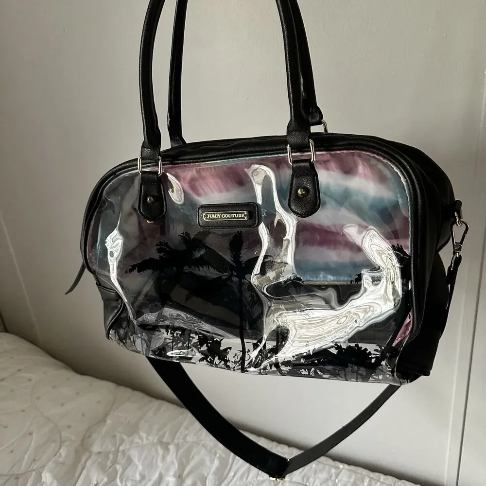 Juicy Couture Black Palm Tree Travel Weekender BAG Duffle Beach Pink Cruise